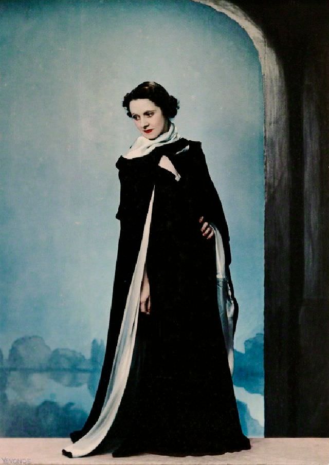 Woman in black long gown, 1936