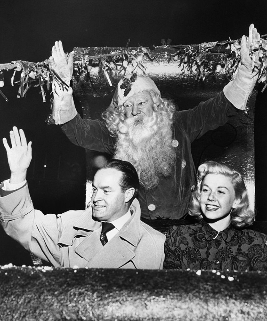 Bob Hope and and Doris Day appeared with Santa in Hollywood in 1948 the day before he performed in Berlin for troops working on the airlift.