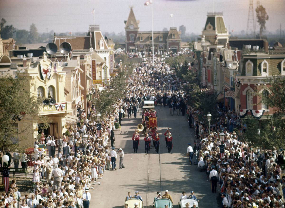 Disneyland's opening-day parade, photographed on July 17, 1955
