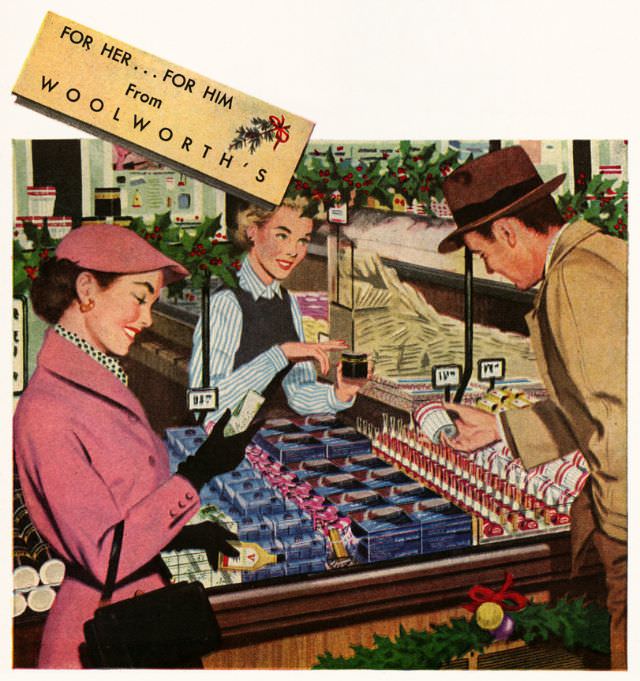 From Woolworth's. From an advertisement for Woolworth's appearing in the December 8, 1952 issue of LIFE