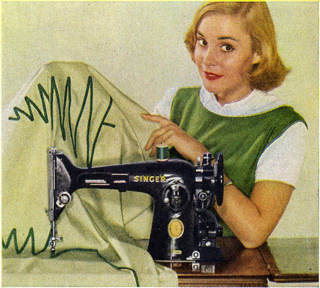 O Tablecloth! From Singer Sewing Machine Company advertisement in the December 5, 1955 issue of LIFE