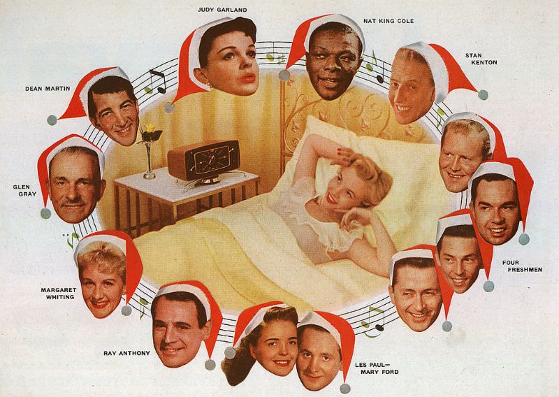 Clock Radio Christmas. From an advertisement for Telechron Timers appearing in the November 26, 1956 issue of LIFE