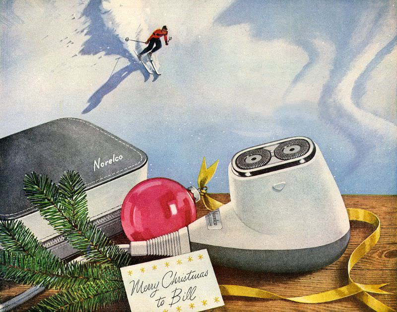 Merry Christmas to Bill. From an advertisement for Norelco appearing in the December 1, 1958 issue of LIFE