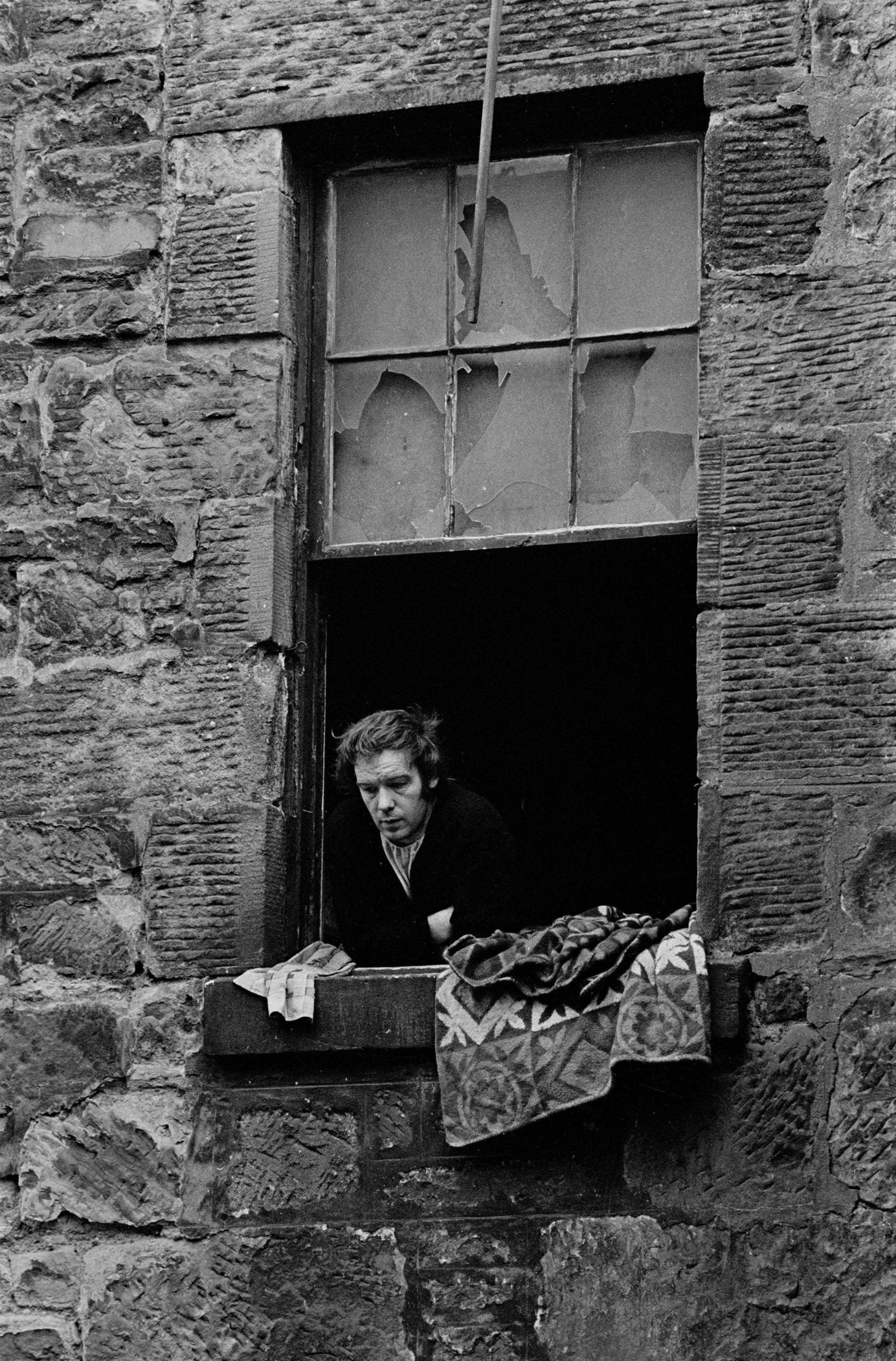 Unemployed colliery worker, Glasgow tenement 1971