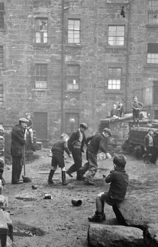 Without proper balls, children had to use whatever they could to enjoy a game of football
