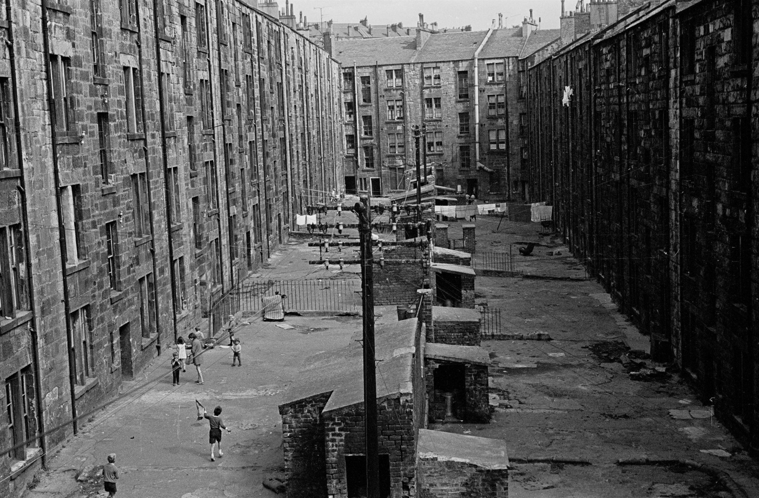 View of tenement backs Glasgow 1971