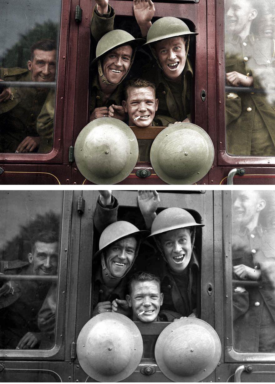 British Troops Cheerfully Board their Train for the First Stage of their Trip to the Western Front – England, September 20, 1939