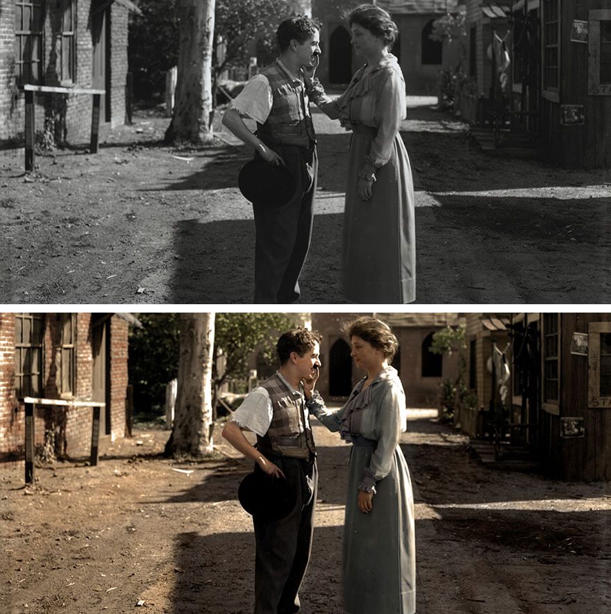 Helen Keller meeting Charlie Chaplin in 1919