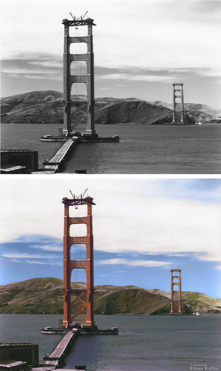 Construction of the Golden Gate Bridge ca 1935