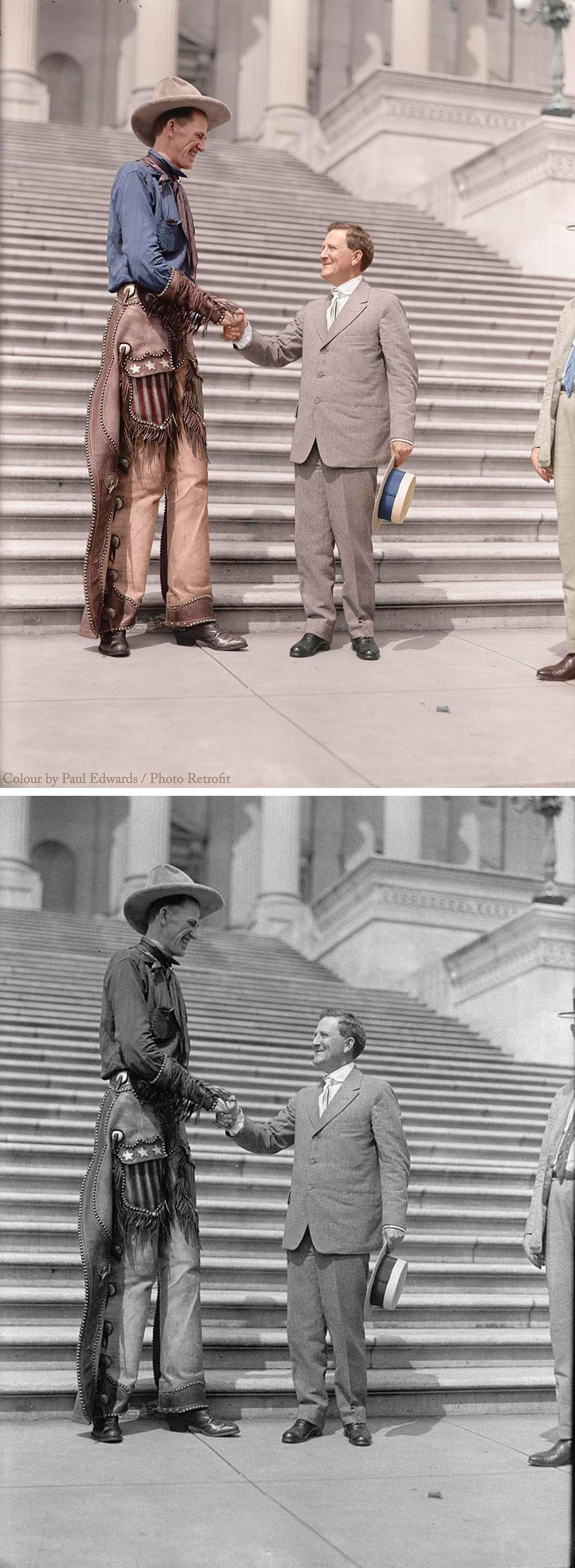 “The Tall Cowboy”, Ralph E. Madsen with Senator Morris Sheppard, 1919