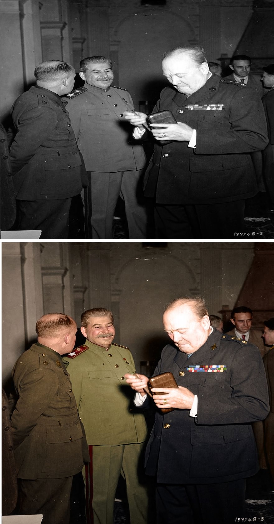 Stalin and Churchill in Livadia Palace during the Yalta Conference, February, 1945