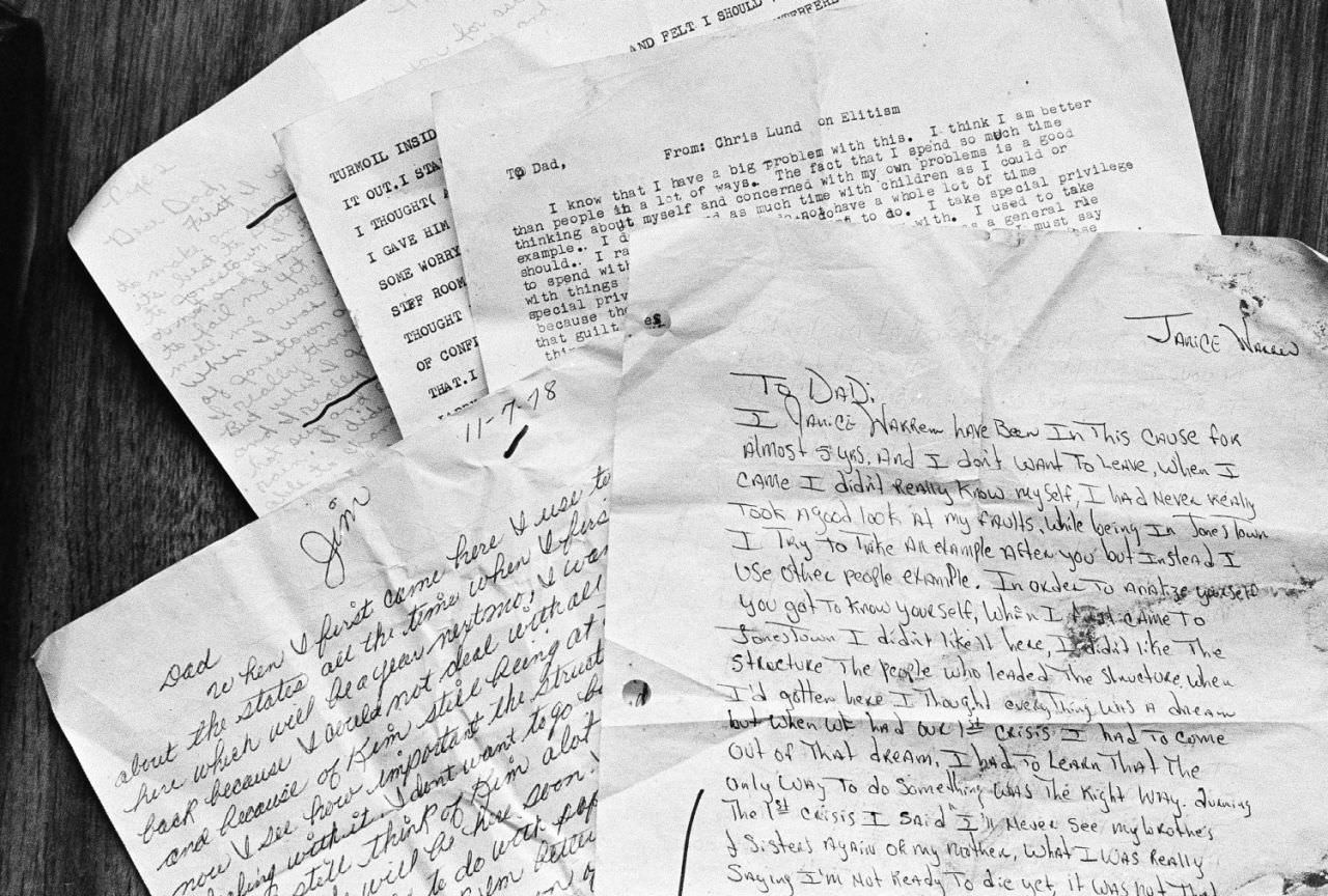 Some of the letters that were found outside the home of Jim James Jones, where a mass suicide claimed 912 lives, Nov. 26, 1978, Jonestown, Guyana.
