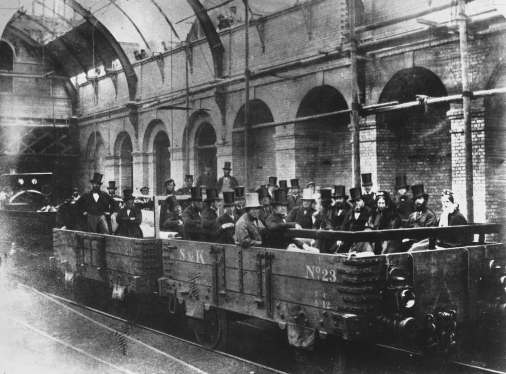 Chancellor William Ewart Gladstone on an inspection tour of the world’s first underground line, 24th May 1862.