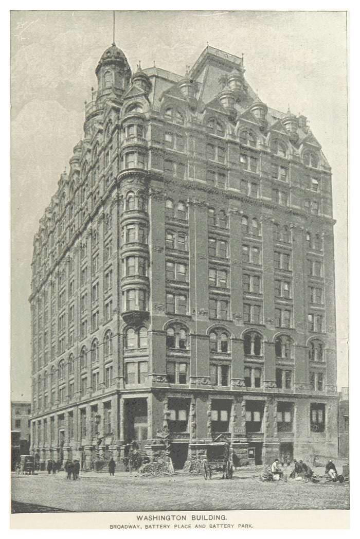 The Washington Building, overlooking the Battery, was constructed in 1885, It was completely remodeled with a new facade in 1921.