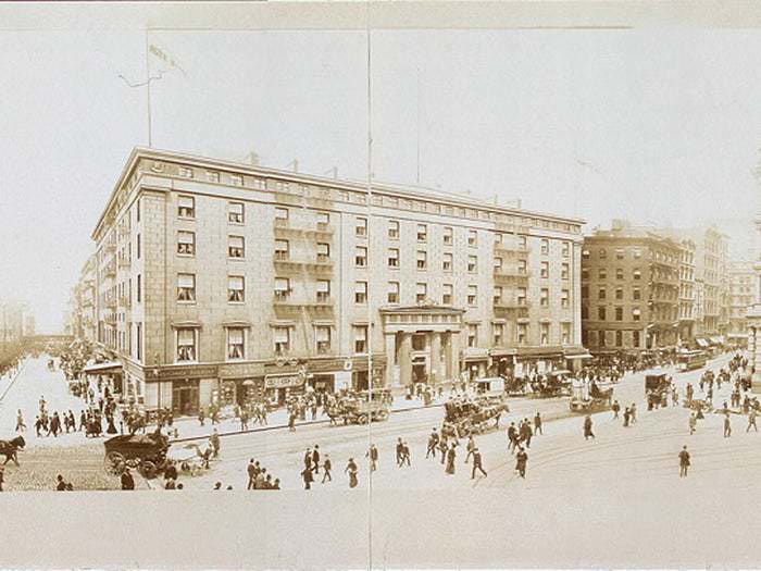 Astor House, which opened in 1836 in lower Manhattan, was considered to be the finest hotel in America and counted Abraham Lincoln among its guests. It was demolished in stages between 1913 and 1926.