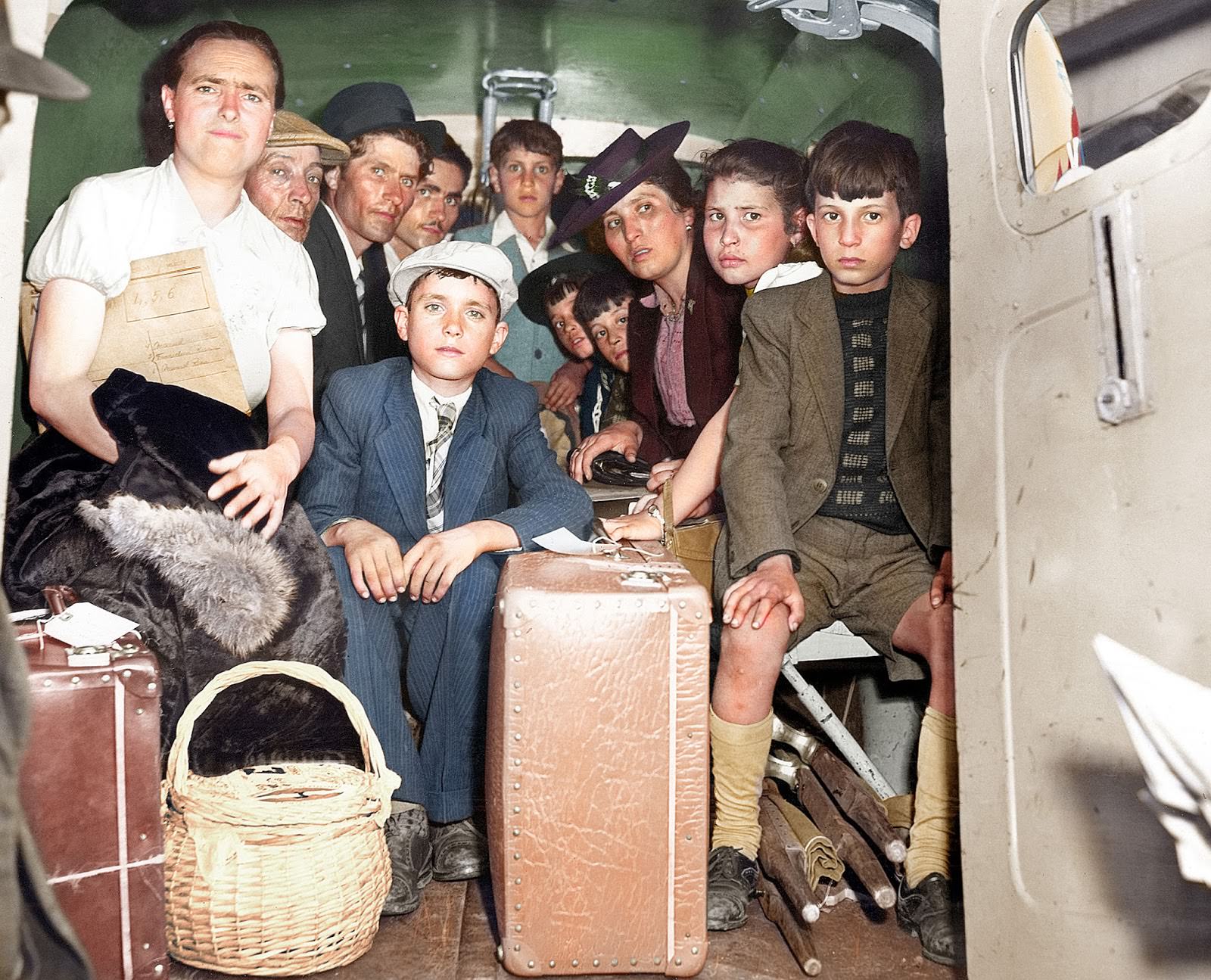 Group of passengers from the Portuguese ship Serpa Pinto, which was stopped by a German submarine and ordered abandoned off Bermuda, are shown after their arrival in Philadelphia, May 31, 1944. The U-boat officers abandoned plans to sink the vessel and permitted the passengers to re-board her after