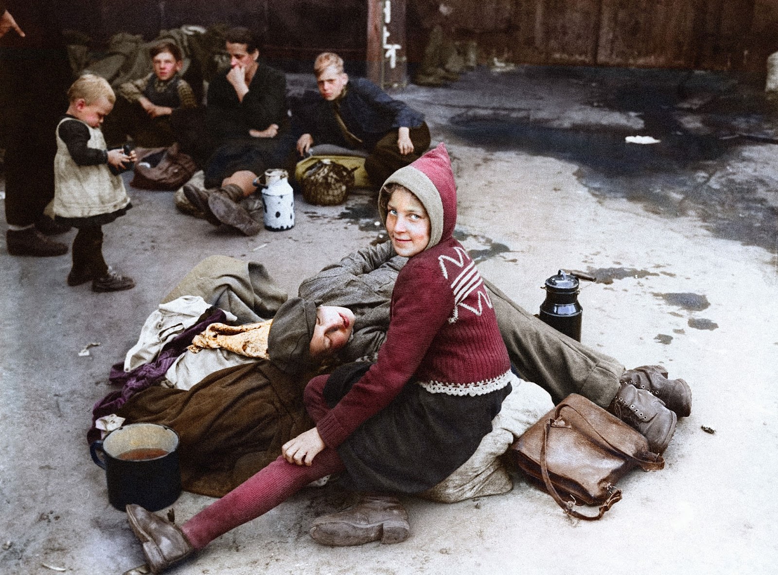 Germans who were uprooted during the war are pictured at the Lehrter Strasse Transient Refugee Camp in Berlin on Sept. 26, 1945.