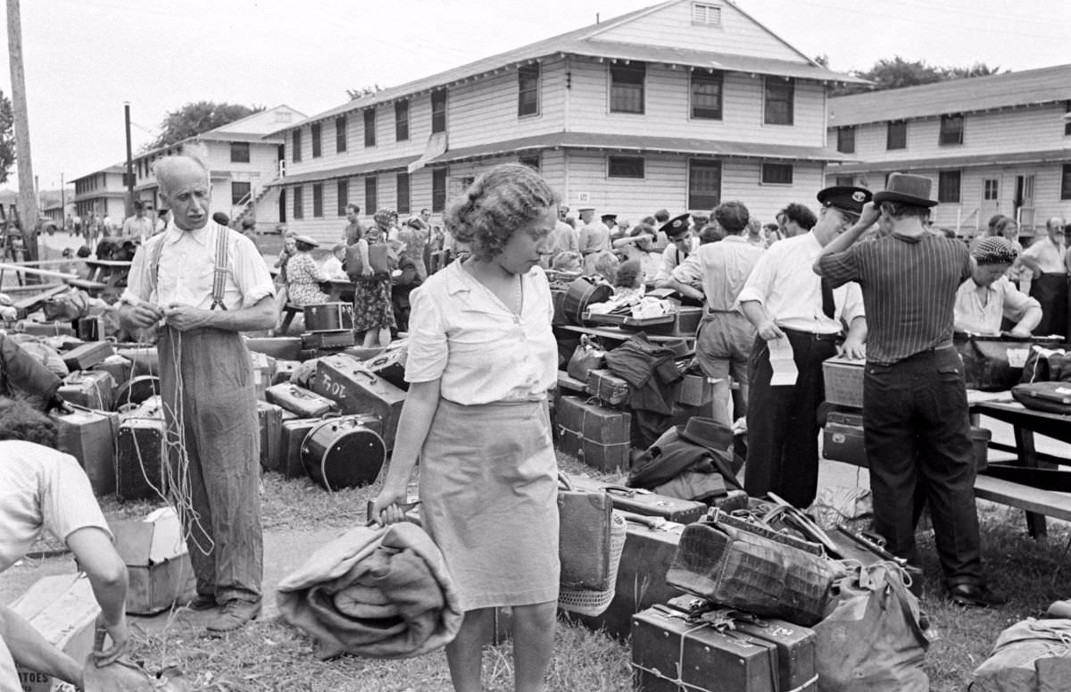 Refugees from Europe at Fort Ontario in Oswego, NY, 1944.