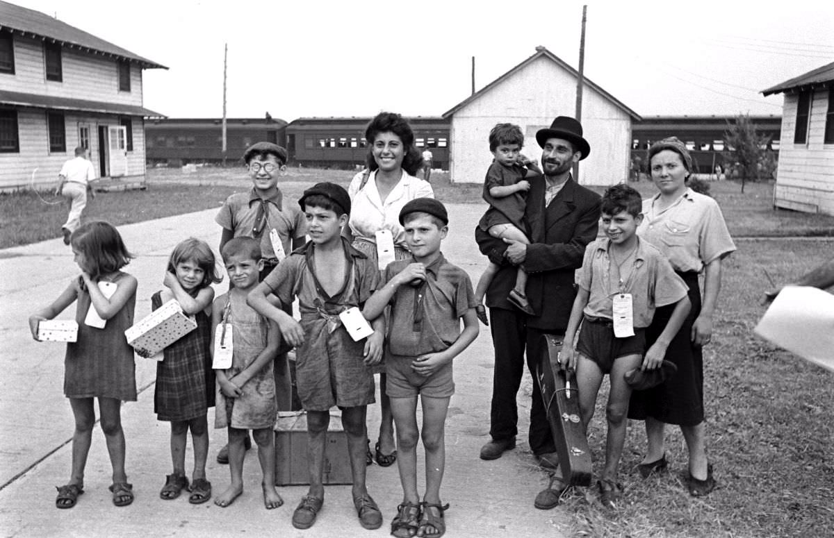 Refugees from Europe at Fort Ontario in Oswego, NY, 1944.