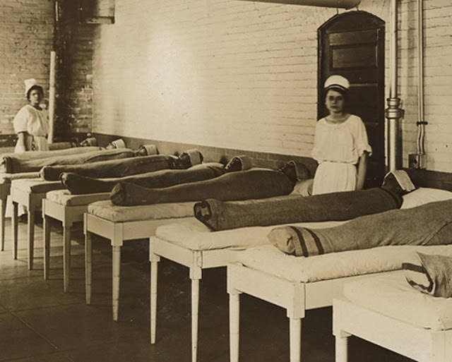 Patients at mental institutions were restrained with wet blankets.