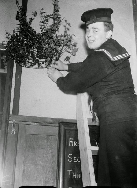Christmas Preparations at HMS Drake Royal Naval Barracks, Devonport, December 1940.