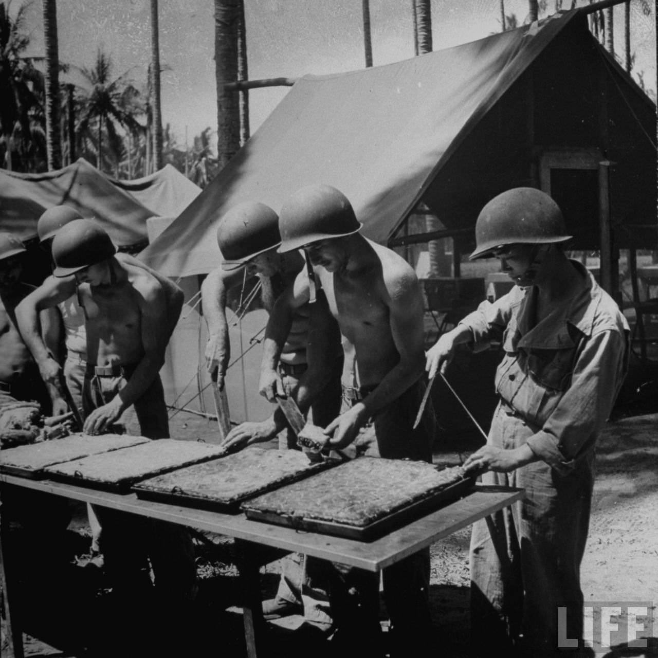 Aloft two geese destined to become Christmas dinner, Germany, 1944.