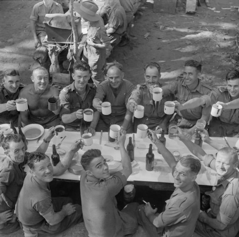 Christmas drinks in Burma, 1944.