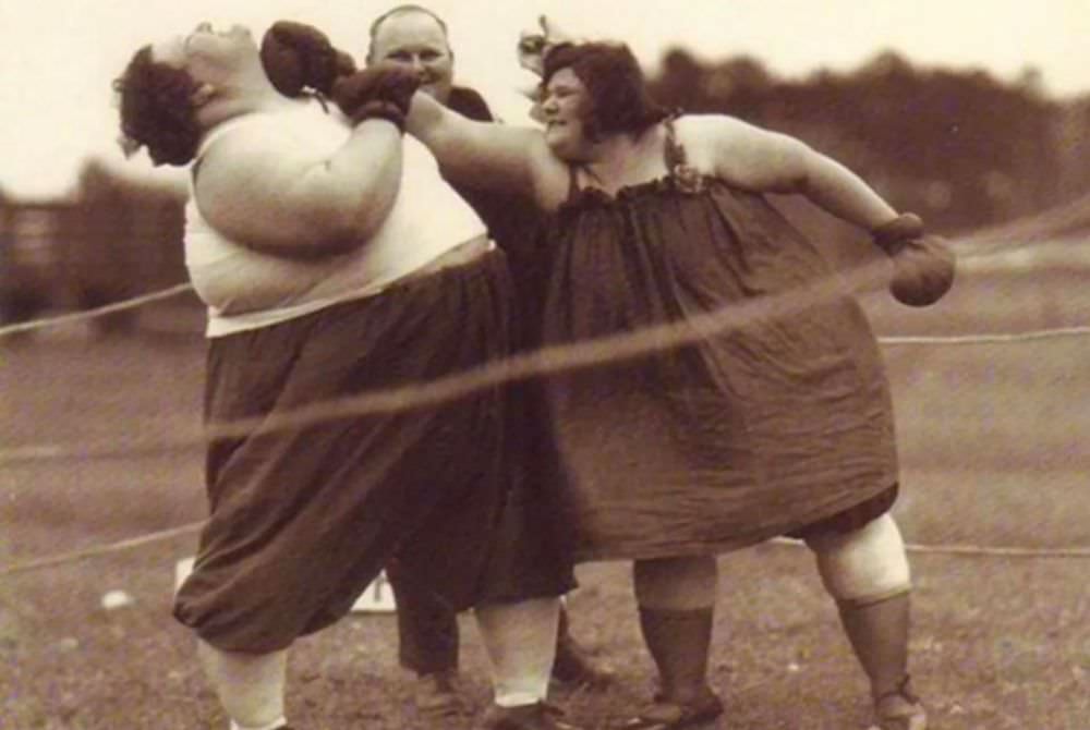 Two women box in an undisclosed location.