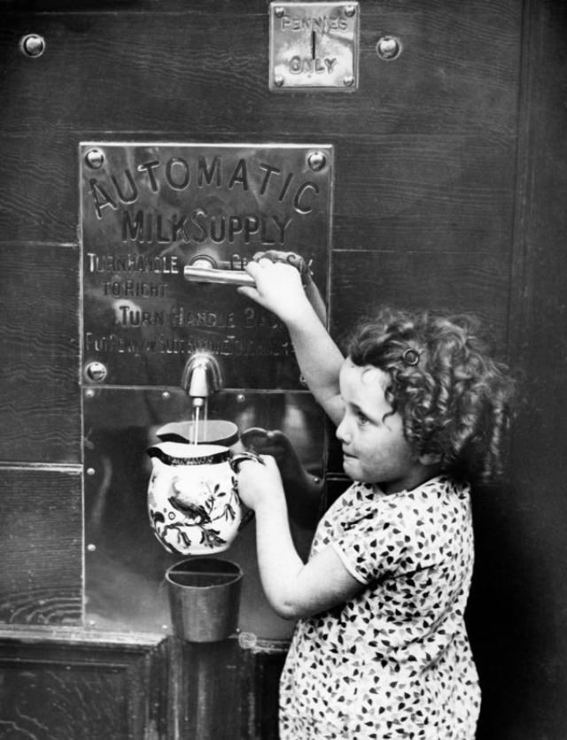 Milk vending machine in London.