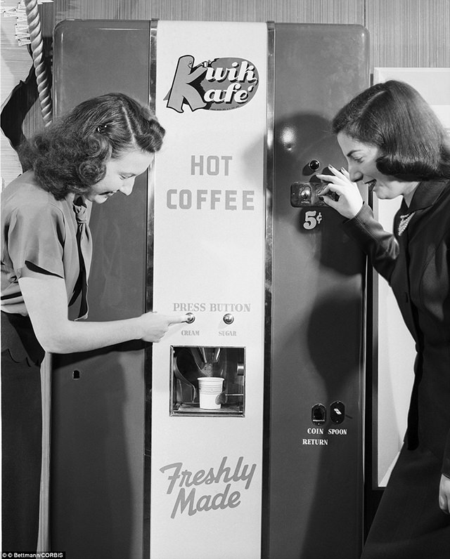 The sandwich dispenser was shown for the first time at the Chicago Exhibit, ca. 1950s.