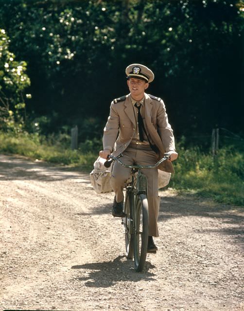Ron Howard riding a bike