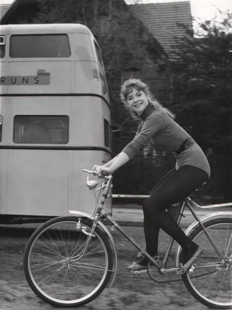 Ina Bauer riding a bike.