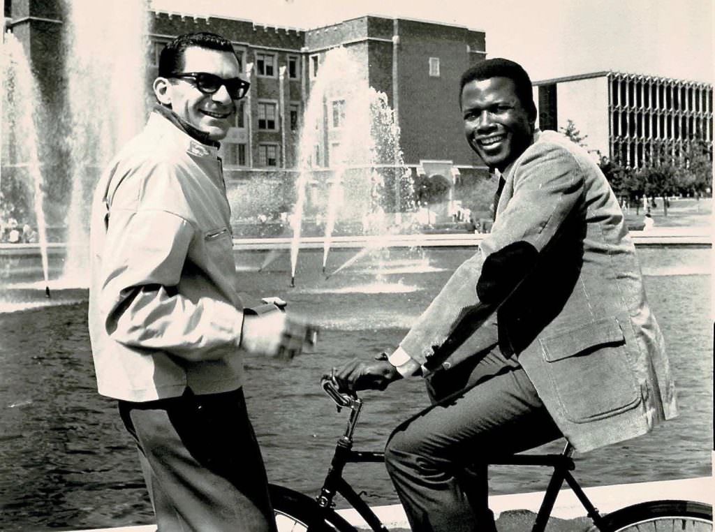 Sidney Poitier on a bike, Sydney Pollack directs.