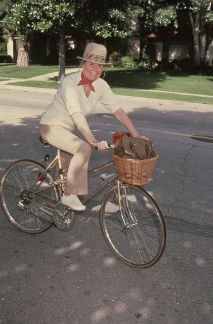 Doris Day on a bike, 1980
