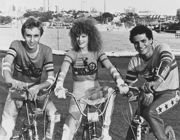 Nicole Kidman, James Lugton and Angelo D’Angelo on their bikes.