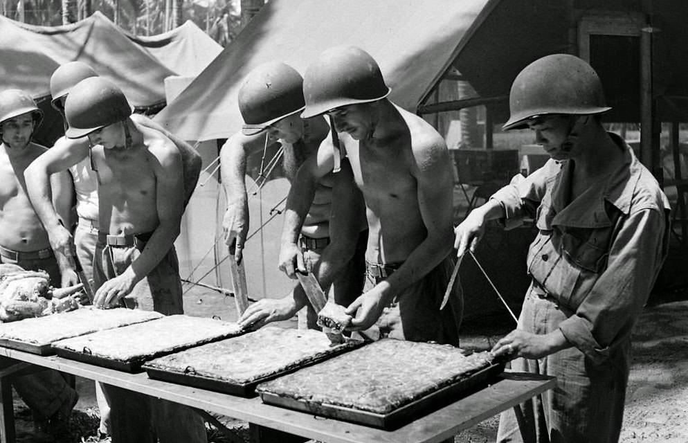 Troops celebrating Christmas WWII