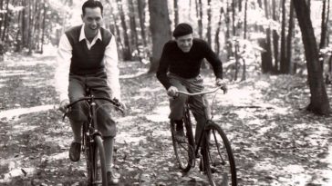 actors riding bicycle