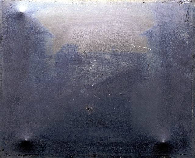 The world's first photograph taken by Joseph Nicéphore Niépce, 1826