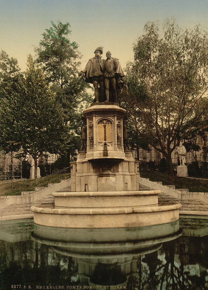 Statue of Counts Egmont and Hoorn, Brussels, 1890s
