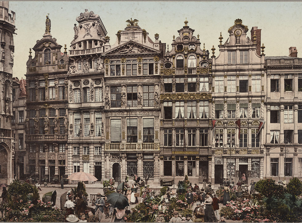 The houses of the Grand Place, Brussels, 1890s