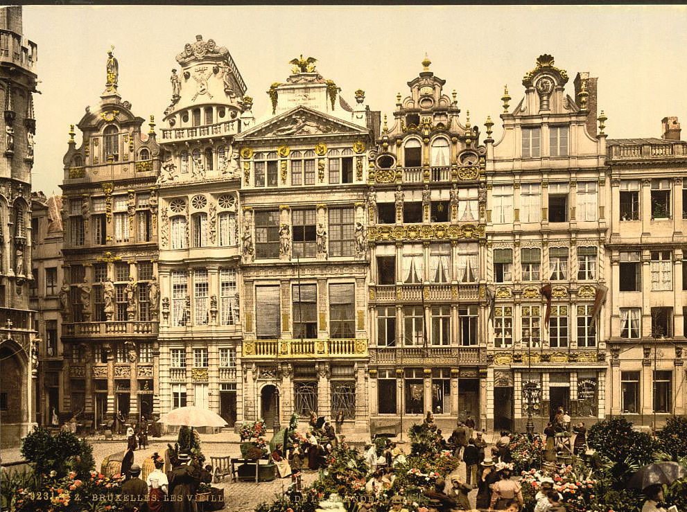 rande Place, the old houses, Brussels, 1890s
