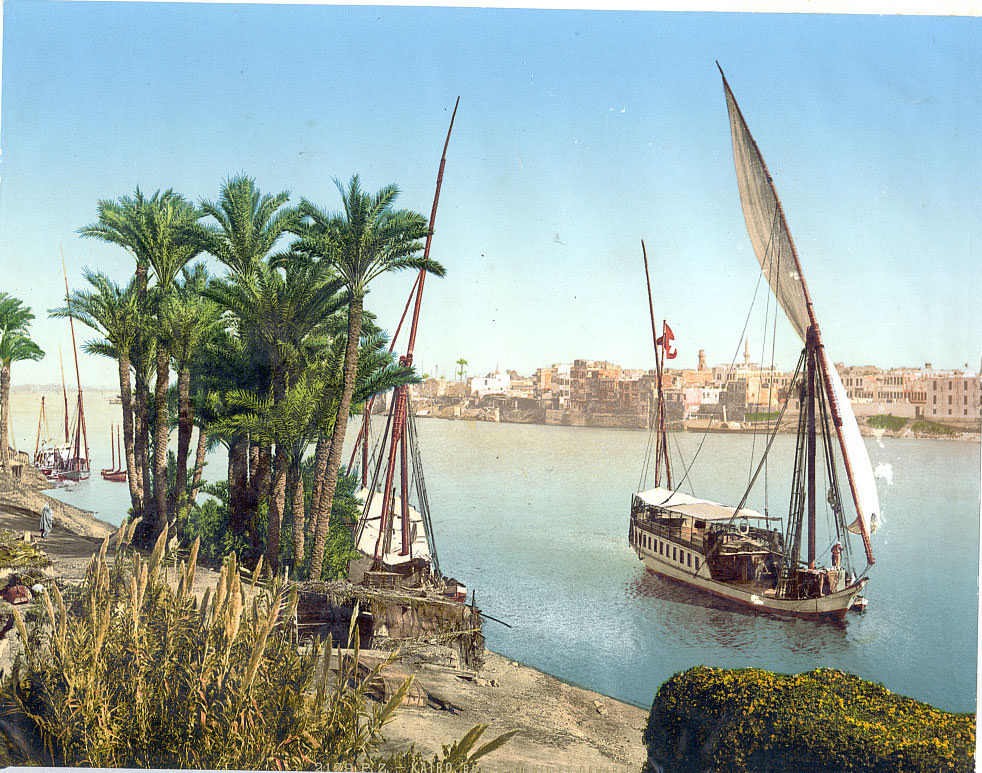 Sailboat on the Nile, Cairo, 1890s