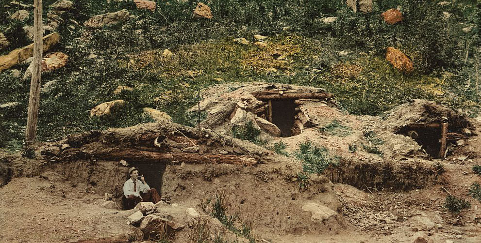 Dug out cabins, Colorado, 1890s