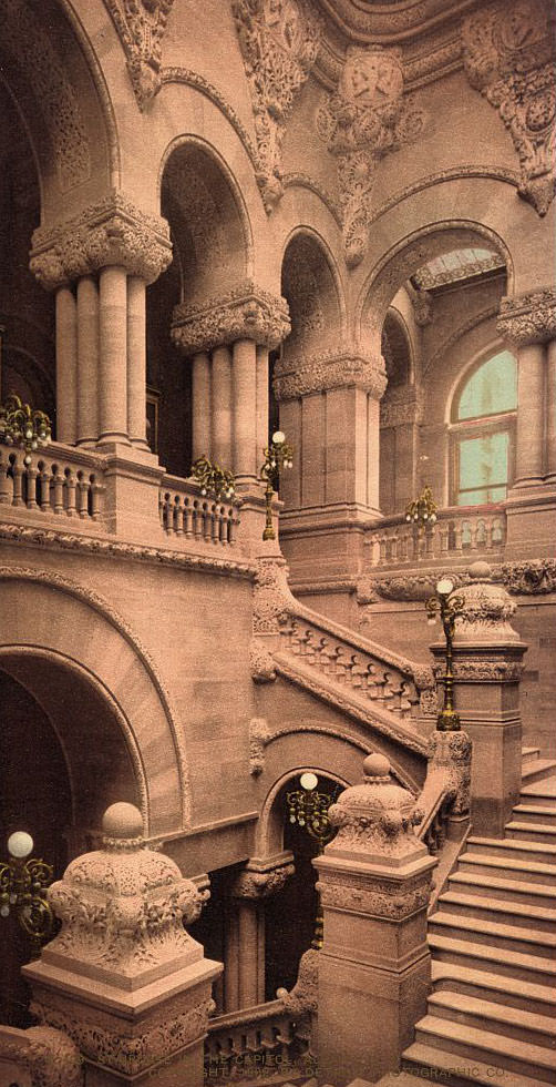 Staircase to the Capitol, Albany, N.Y, 1902