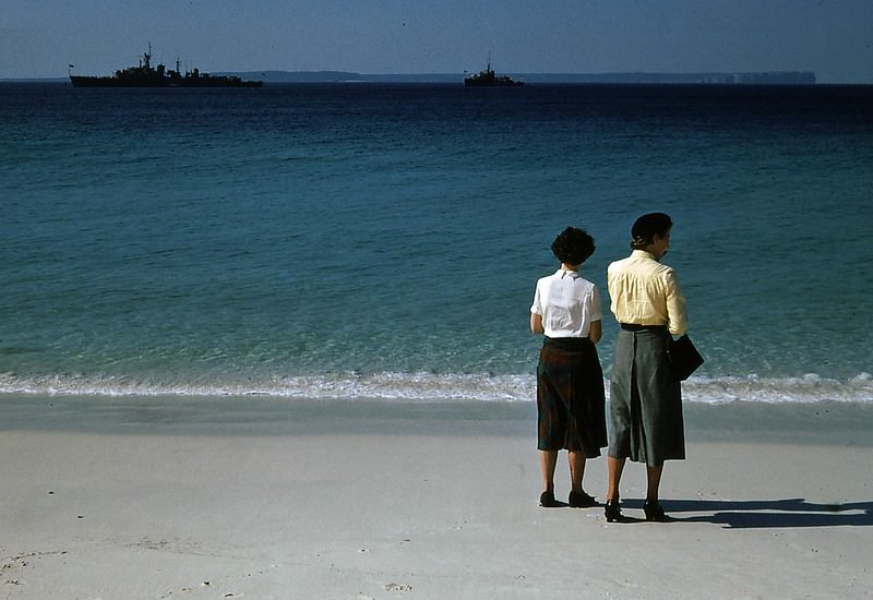 My mother and grandmother at Jervis Bay, New South Wales, 1953