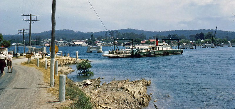 Bateman's Bay ferry, New South Wales, 1954