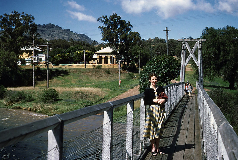 Footbridge over Page River at Murrurundi, New South Wales, October 1954
