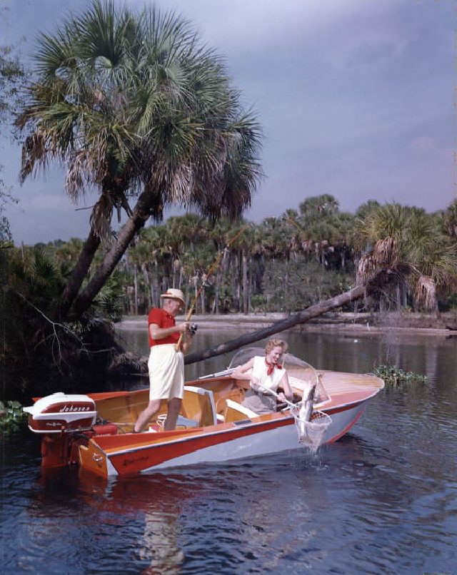 Fishing in Sarasota, Florida, circa 1955