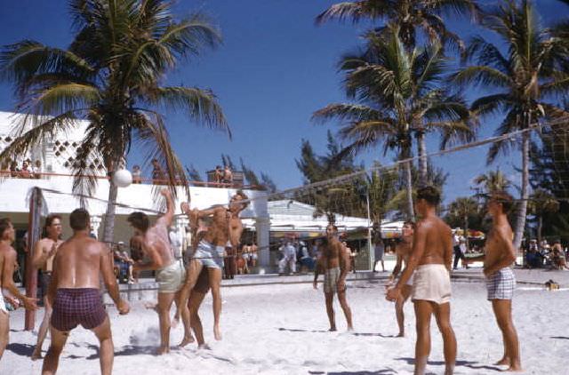 Volleyball at the municipal casino- Lido Beach, Florida, 1955