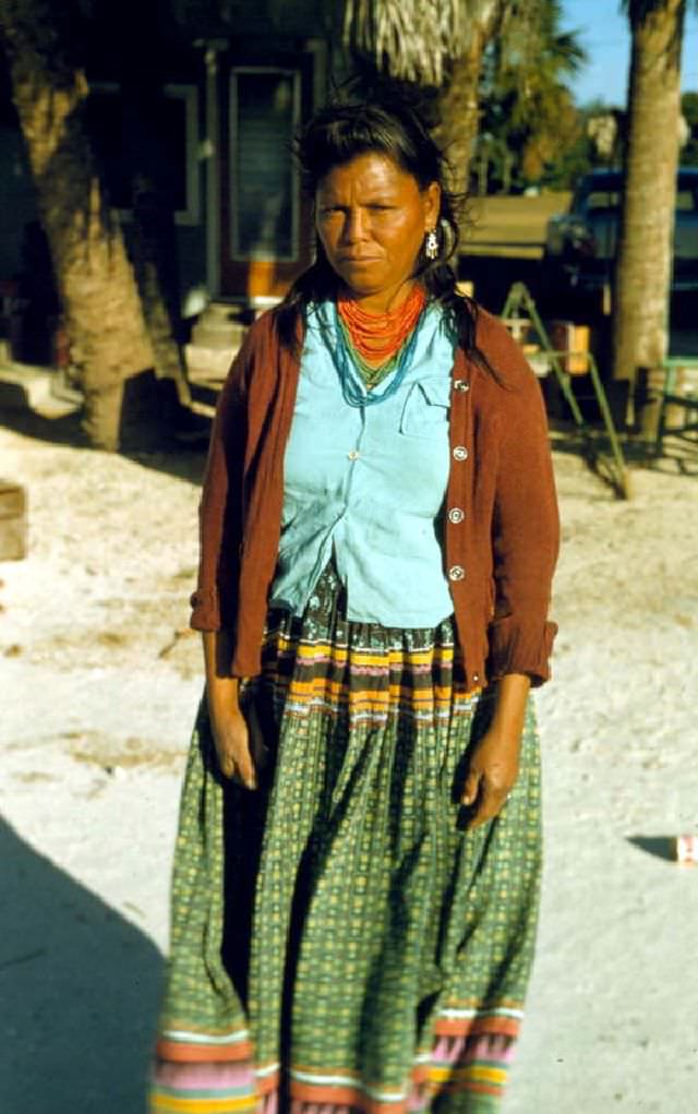 Seminole woman at Brighton Indian Reservation, circa 1958